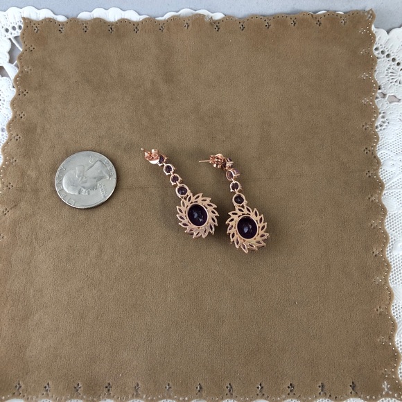 Deep Purple Amethyst 925 Silver Vermeil Gold Studs - Picture 5 of 8